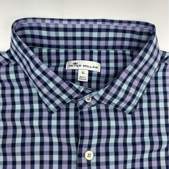Peter Millar Men’s Shirt Plaid Luxury Lightweight Nylon Blend Long Sleeve XL - Picture 3 of 6